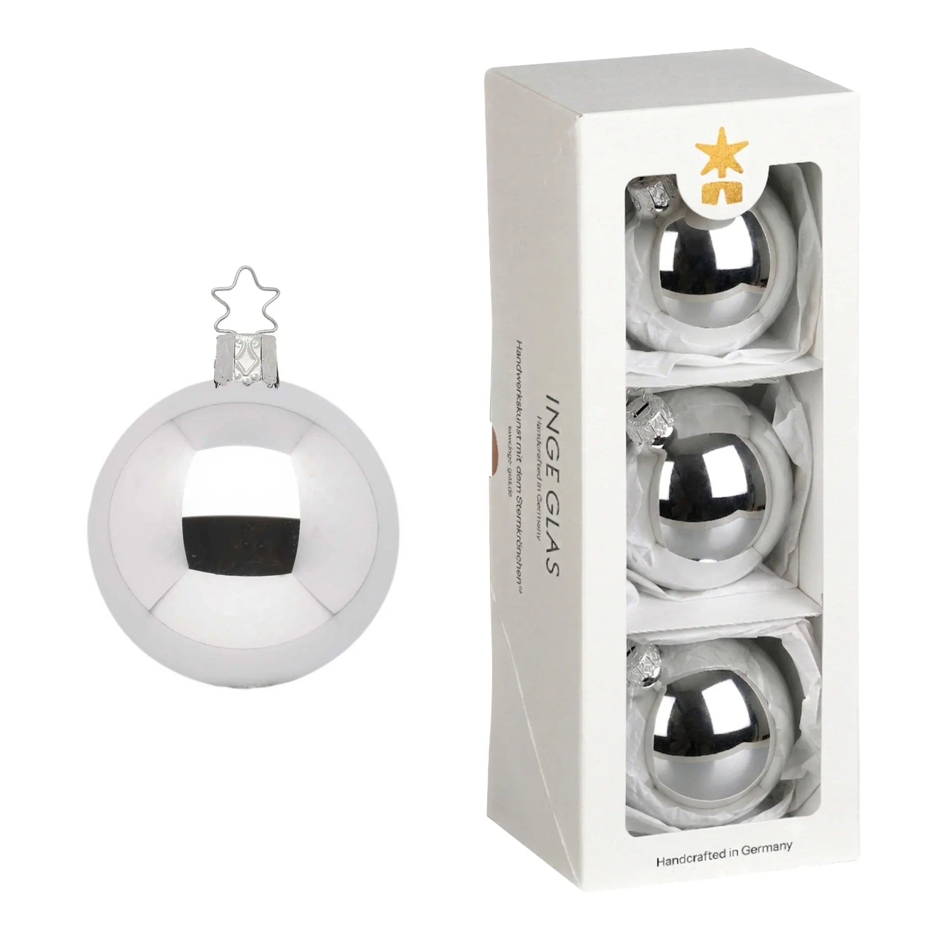 Balls, silver shiny, 3.2''