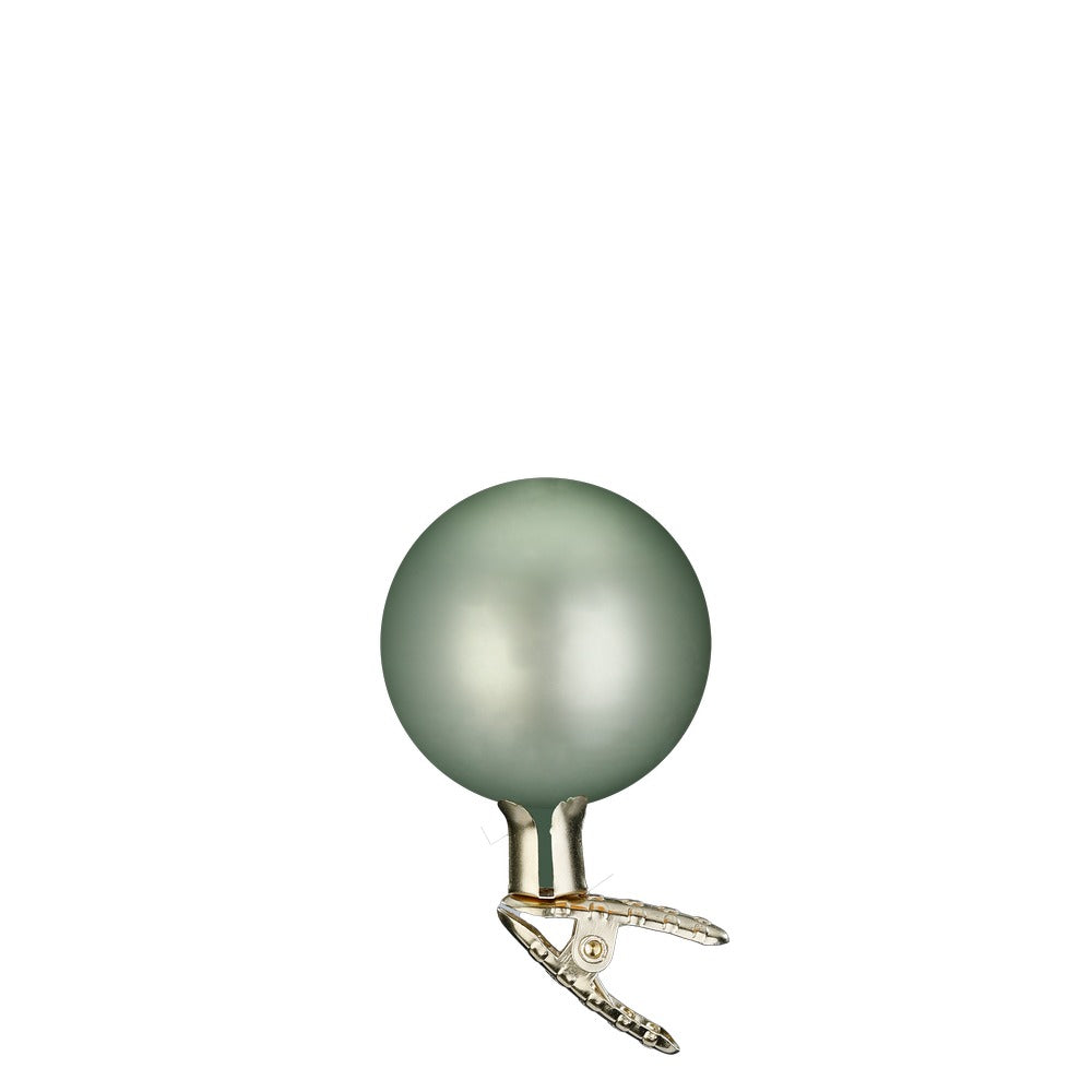 Kugeln auf Clip, salbei matt, 6 cm