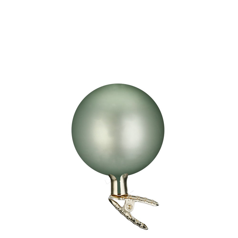 Kugeln auf Clip, salbei matt, 10 cm