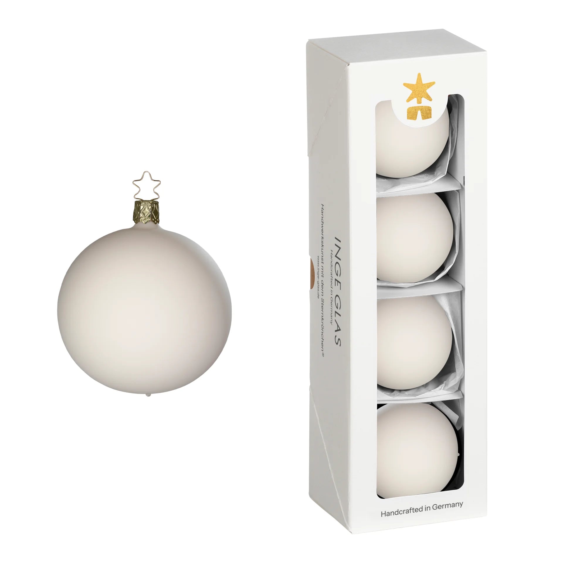 Kugeln, creme samt, 6 cm