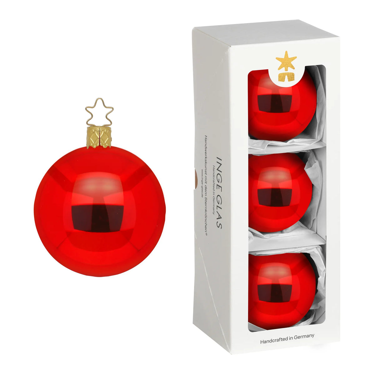 Balls, red shiny, 3.2''