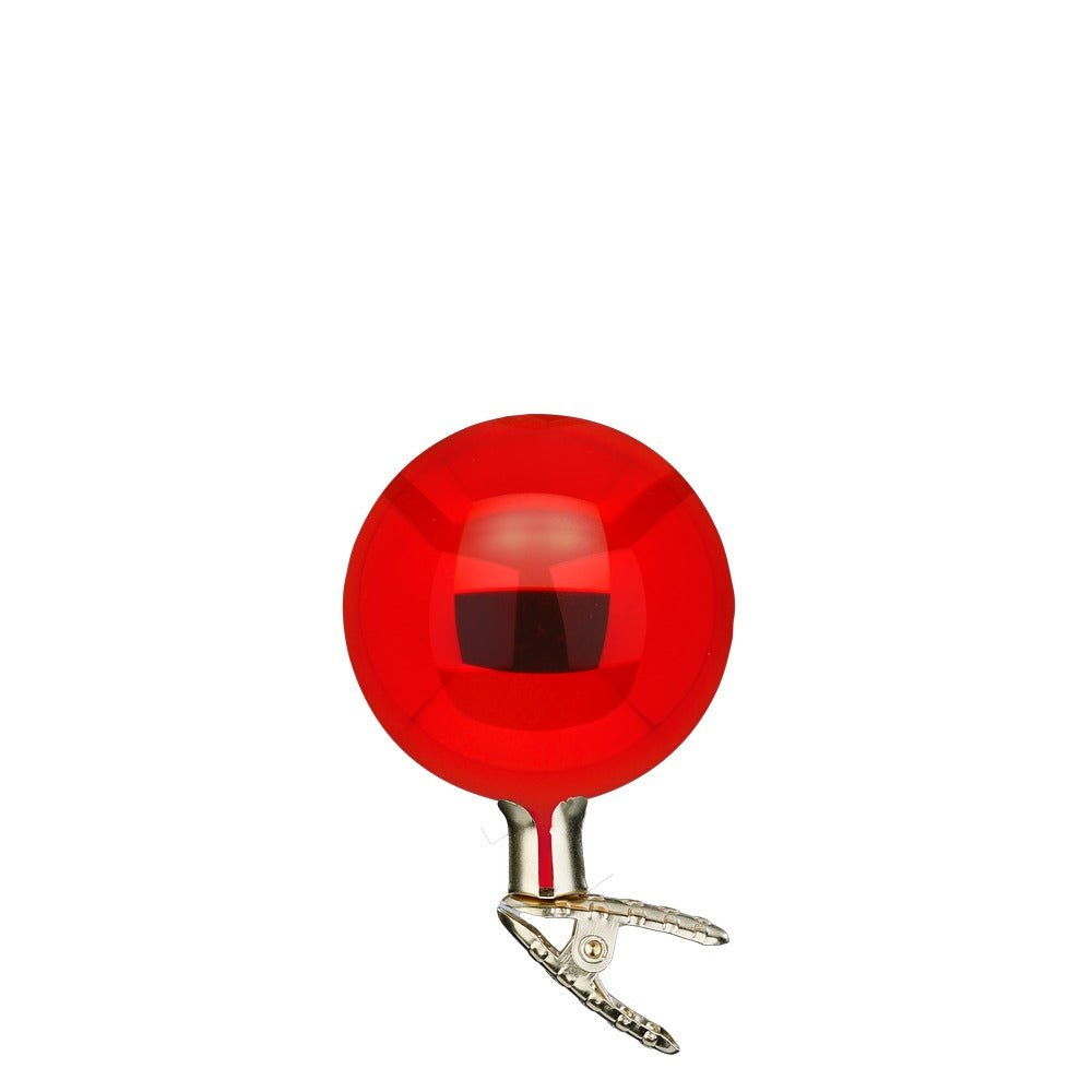 Kugeln auf Clip, rot glanz, 8 cm