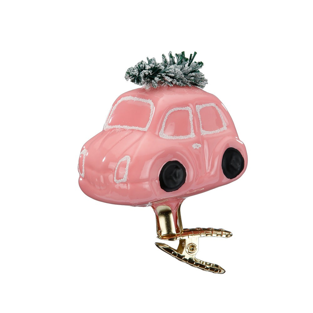 Weihnachtsauto rosa, 7.5 cm
