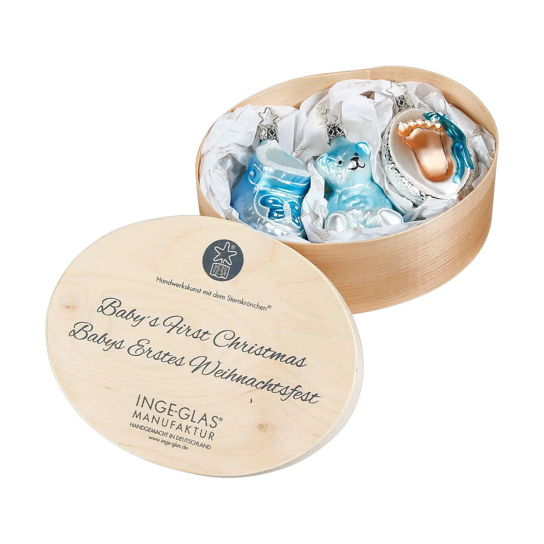 Willkommen Baby blau, 8 cm, 3 Stk.