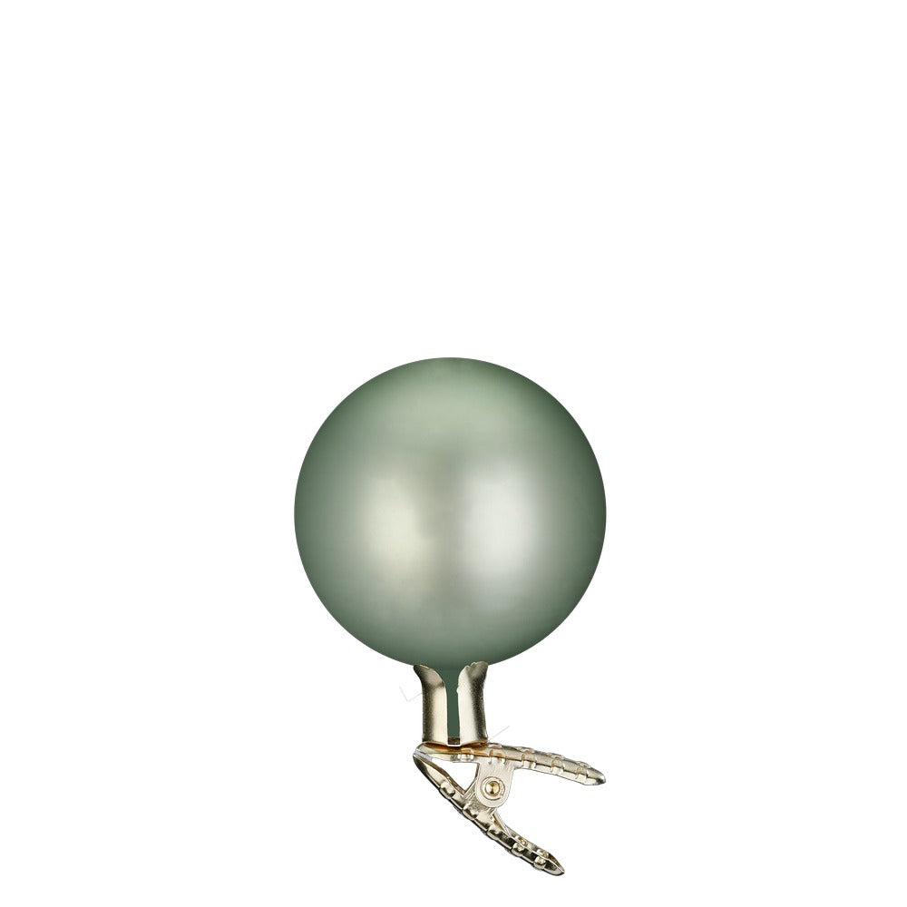 Kugeln auf Clip, salbei matt, 8 cm