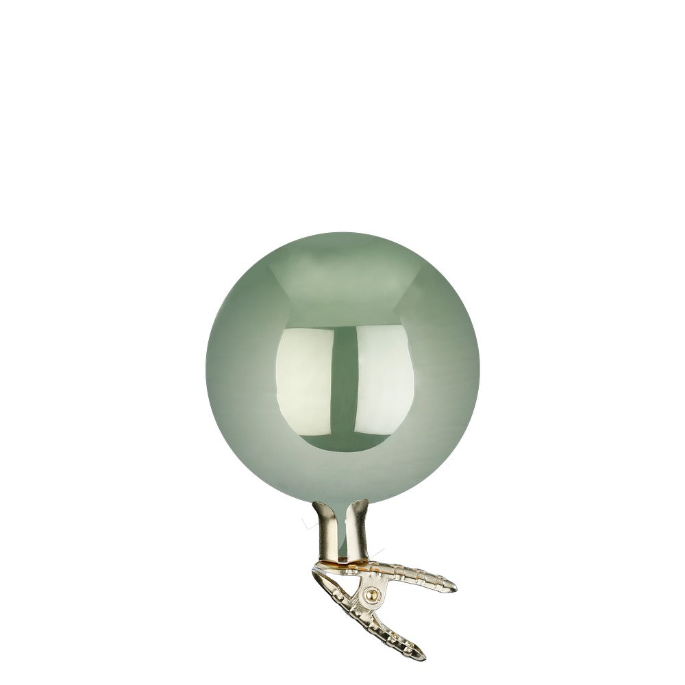 Kugeln auf Clip, salbei opal, 10 cm