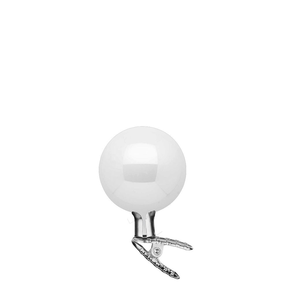 Balls on Clip, porcelain white pearl, 2.4''