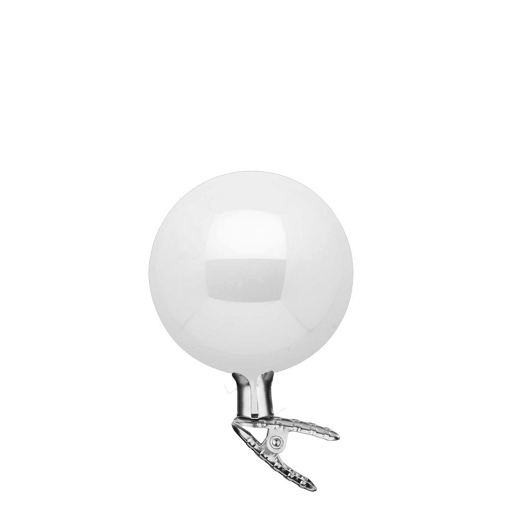 Balls on Clip, porcelain white pearl, 4''