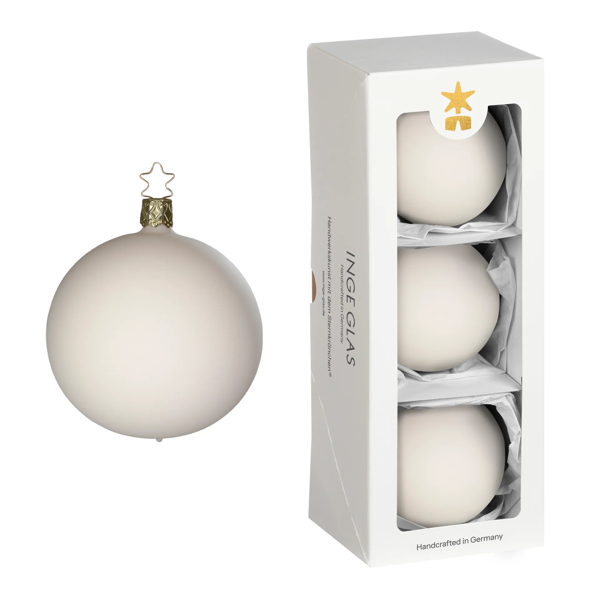 Kugeln, creme samt, 8 cm