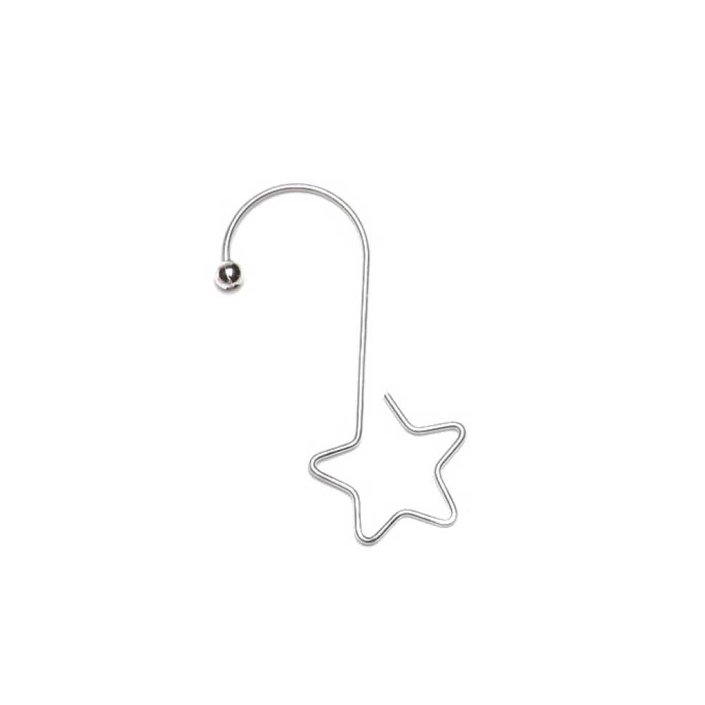 S-shaped hook with star, silver