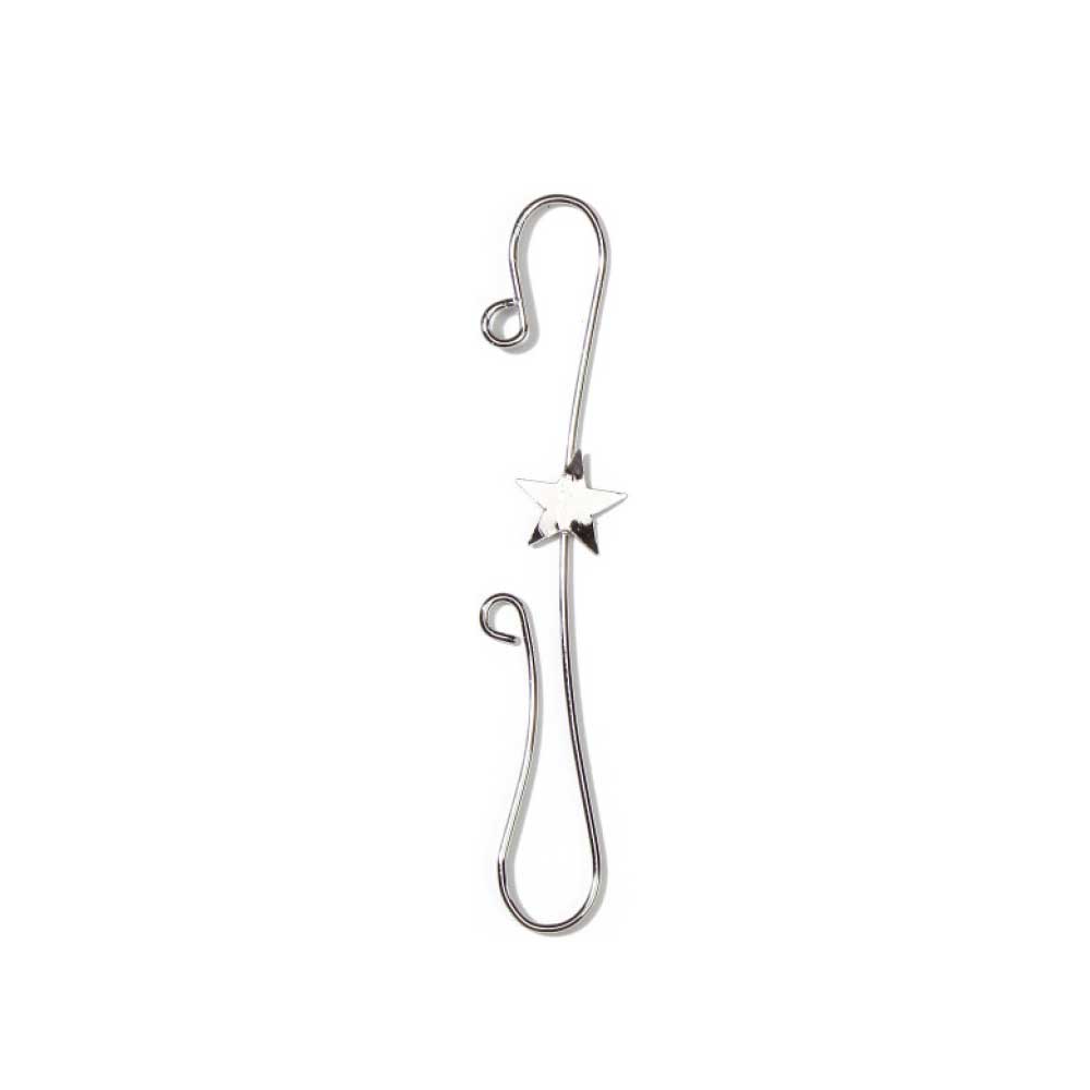 double-hook with star, silver